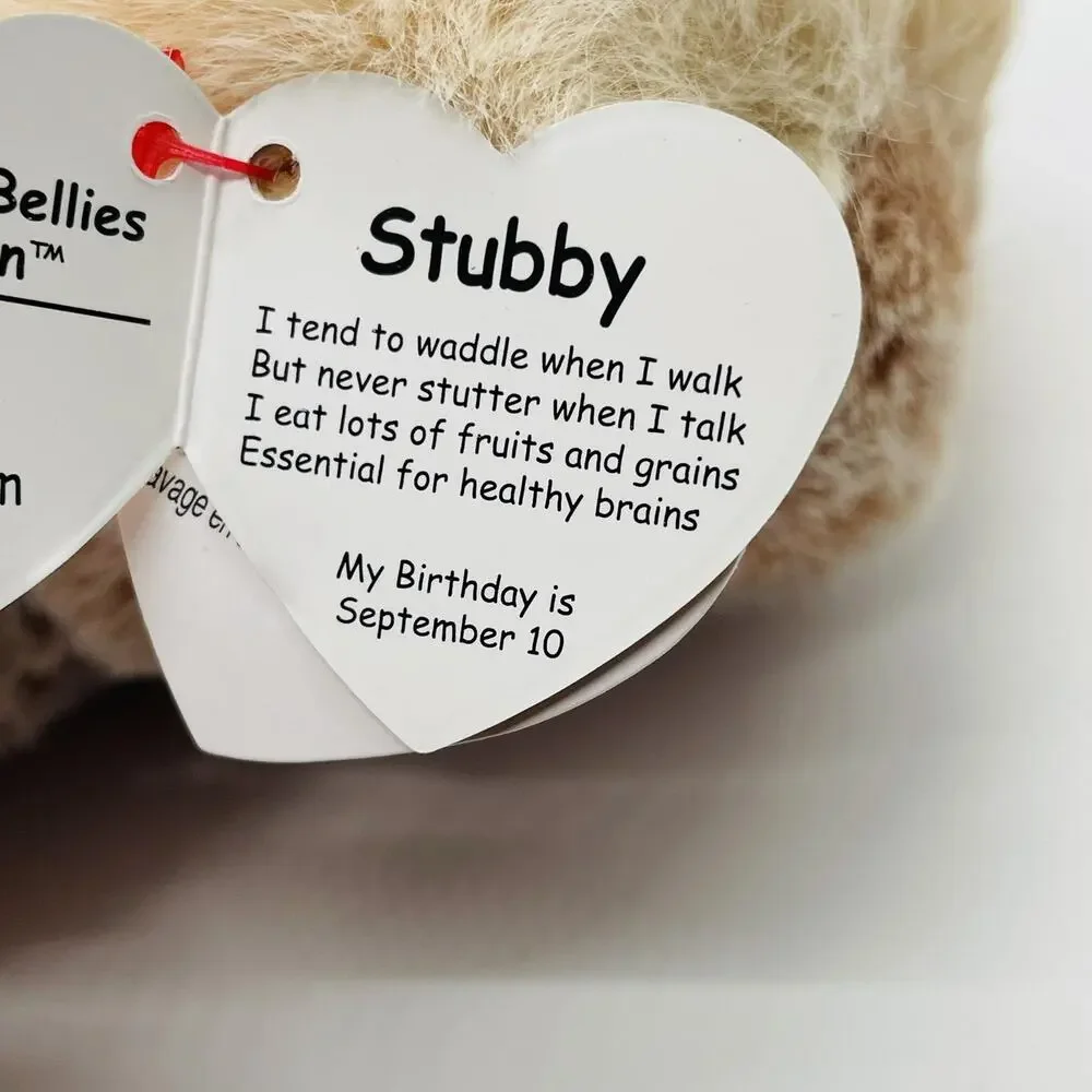 Ty Beanie Bellies Stubby Brown Monkey Plush‎ Stuffed Animal Toy Small Cute
